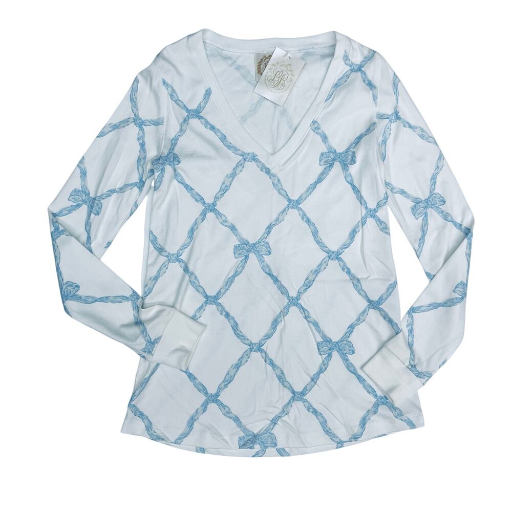 The Beaufort Bonnet Company White & Light Blue Rope-Print Cotton Pajama Set - Picture 2 of 7